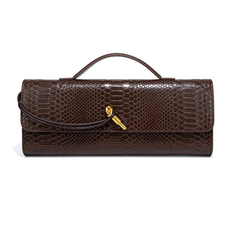 Luxury Snakeskin Top Handle Shoulder Bag