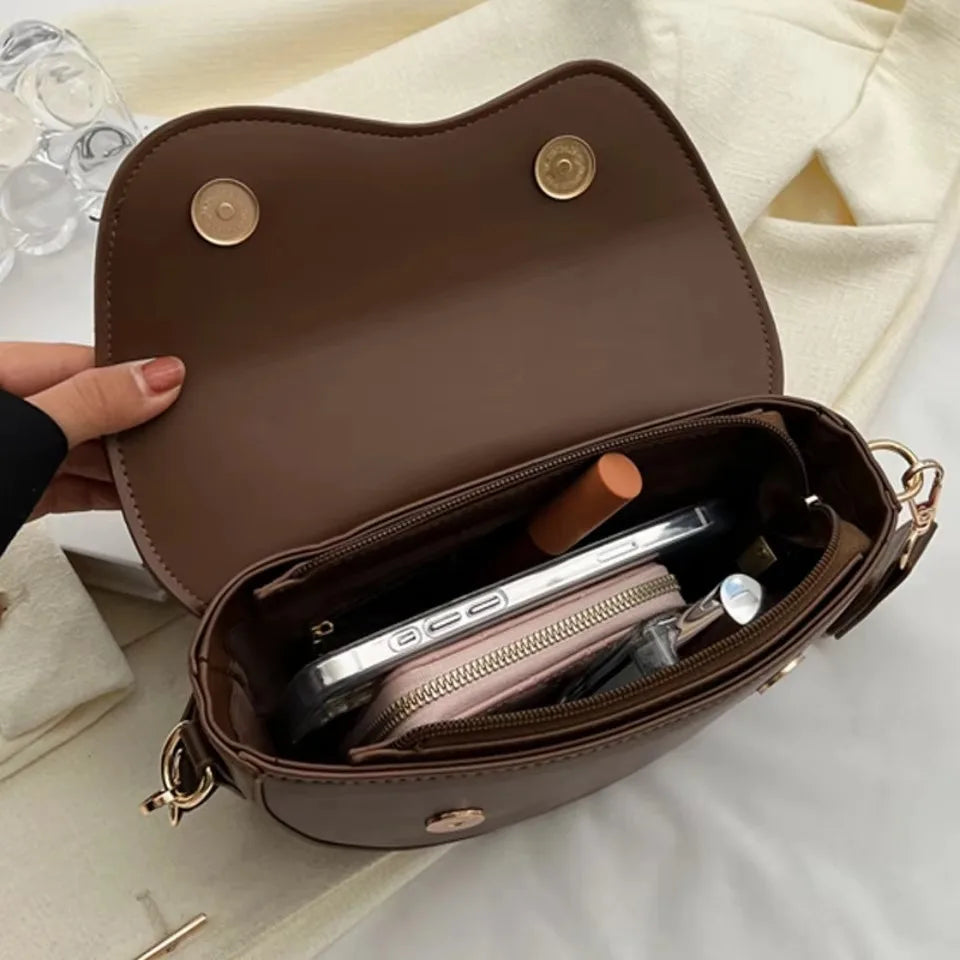 Casual Floral Embossed Leather Crossbody Shoulder Bag