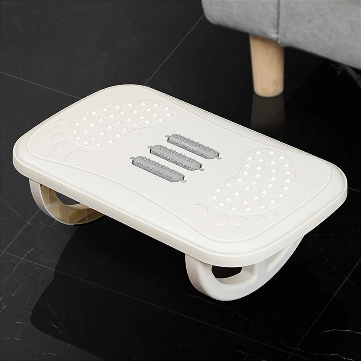 Rocking Footrest with Foot Massage Rollers for Desk