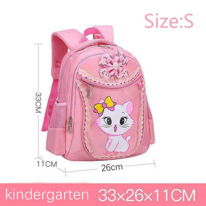 Pink Cat Bowknot Kids School Backpack