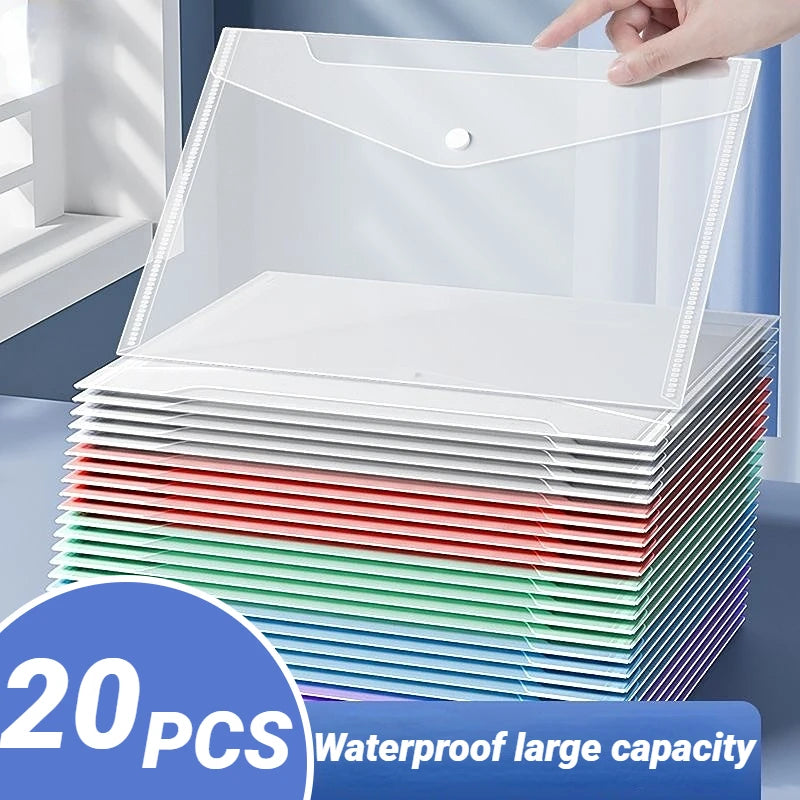 Clear A4 Document Folder with Snap Button