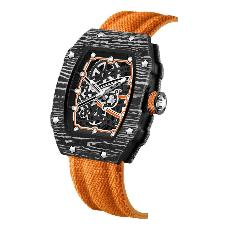 Ultra-Thin Tonneau Men's Nylon Strap Quartz Watch