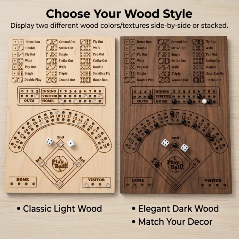 Wooden Baseball Dice Board Game