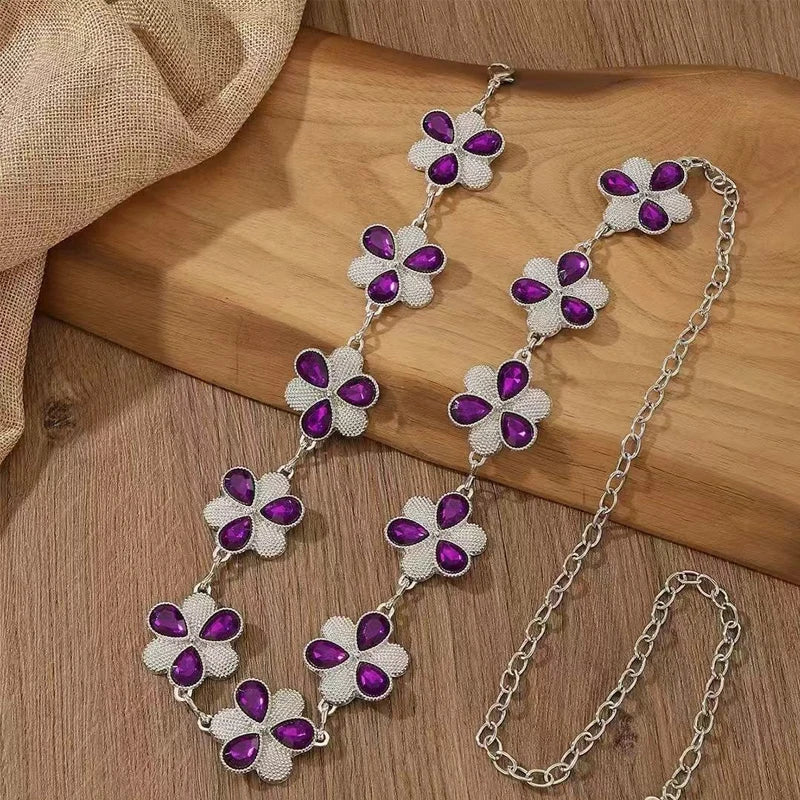 Women’s Rhinestone Flower Waist Chain