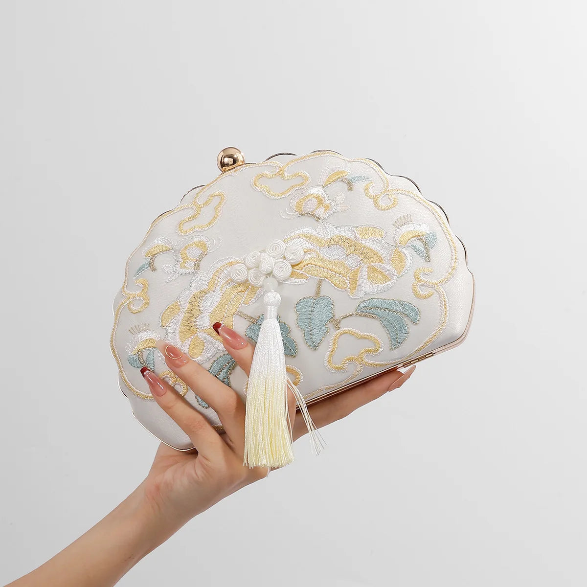 Vintage Lace Shell Evening Clutch Bag