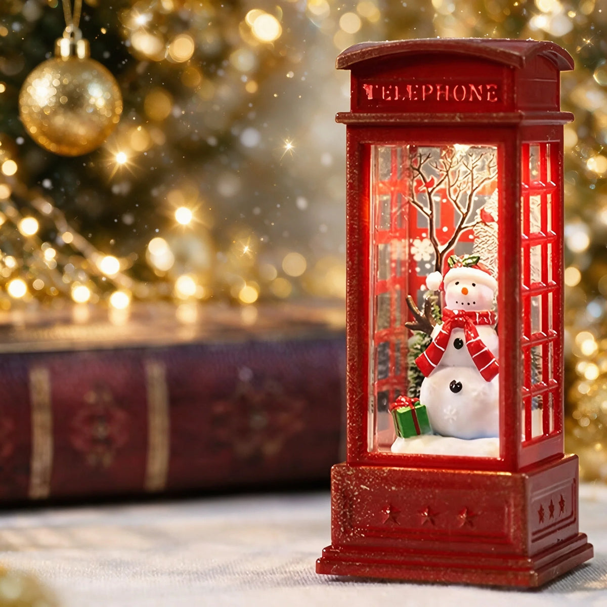 LED Christmas Telephone Booth Night Light