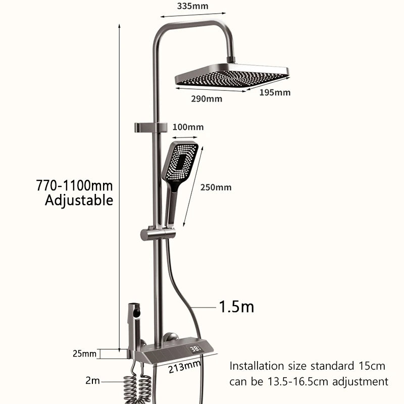 Digital LED Rainfall Shower System with Hand Shower
