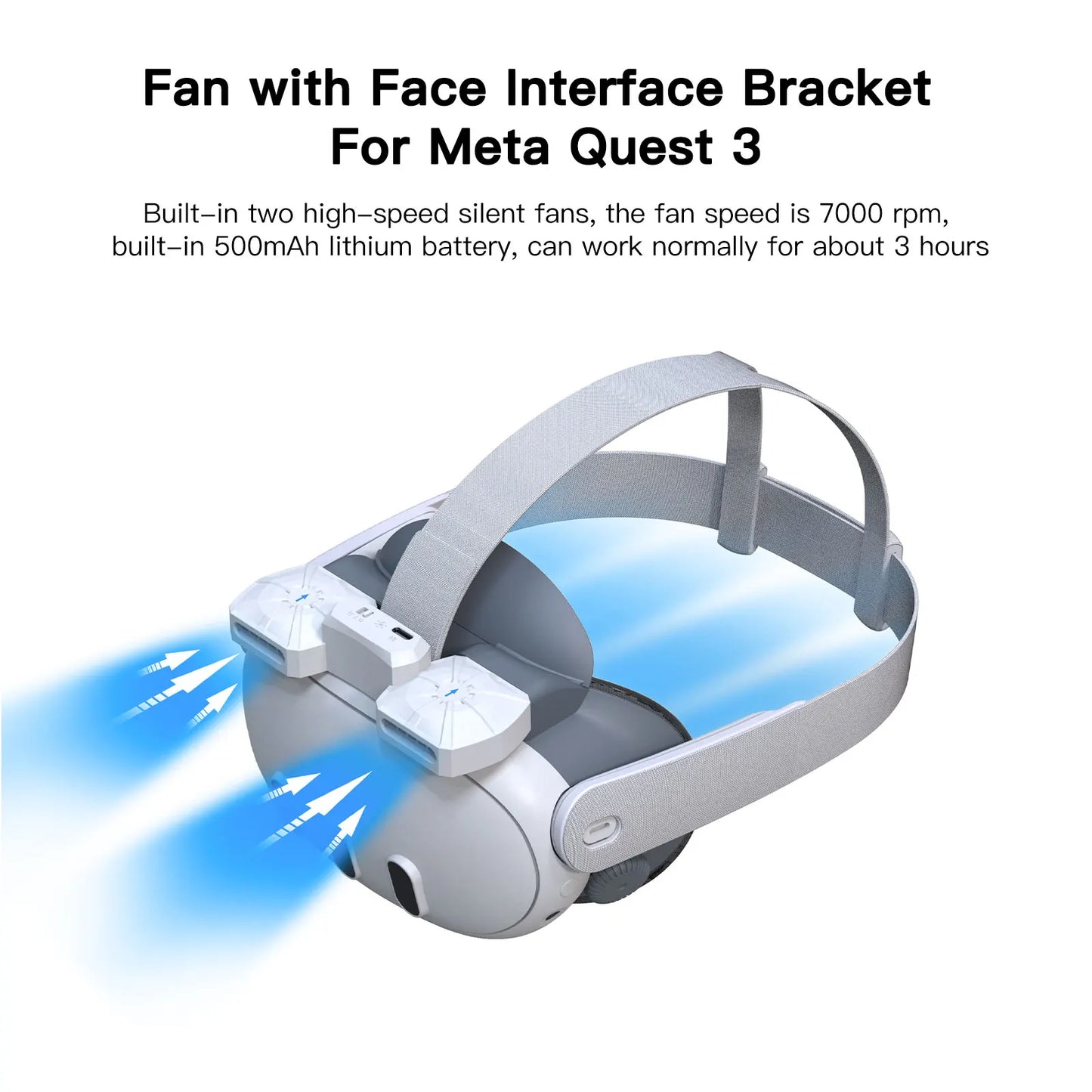 Meta Quest 3 Cooling Fan Face Interface with Magnetic Facial Cover