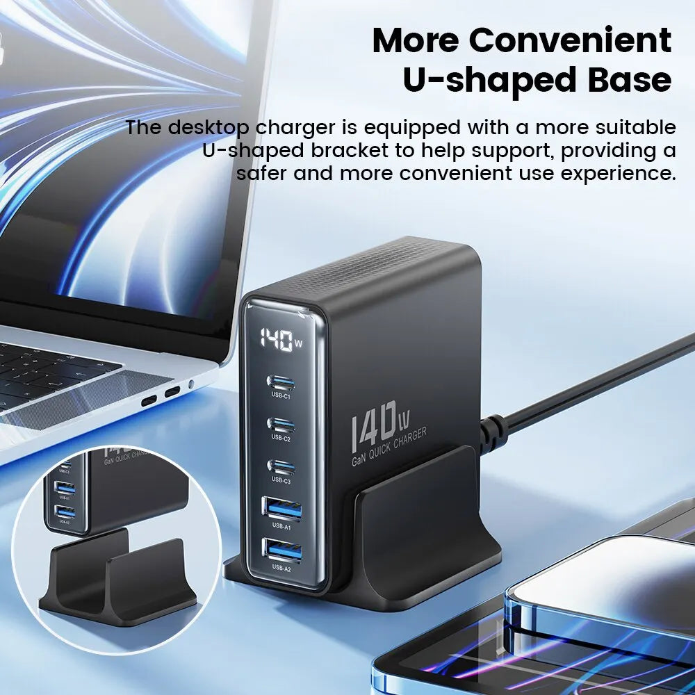 140W GaN Desktop USB Charger 5-Port