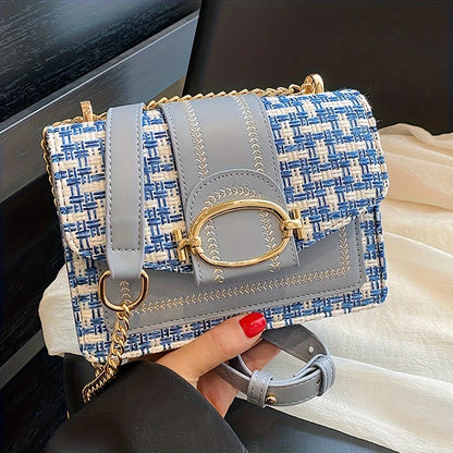 Chic Mini Plaid Tweed Crossbody Bag