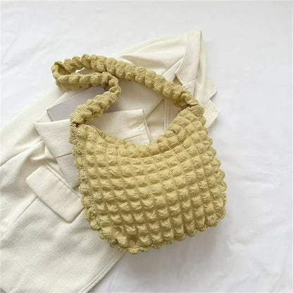 Pleated Quilted Crossbody Shoulder Bag