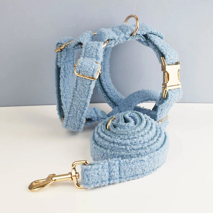 Personalized Teddy Velvet Dog Collar & Leash Set