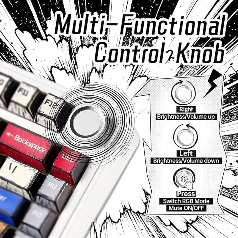 RGB Hot-Swappable Gaming Keyboard with PBT Comic Keycaps