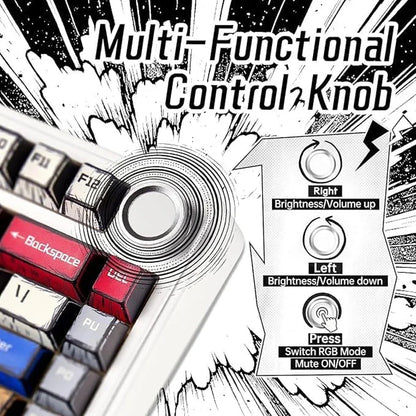 RGB Hot-Swappable Gaming Keyboard with PBT Comic Keycaps
