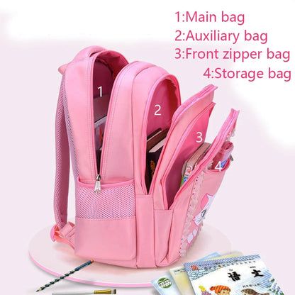 Pink Cat Bowknot Kids School Backpack