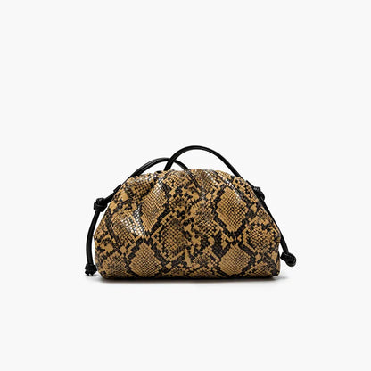 Snake Pattern Ruched Shoulder Bag