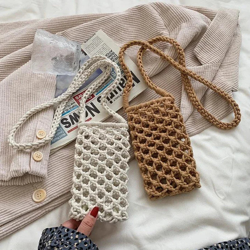 Women’s Woven Crochet Crossbody Phone Bag