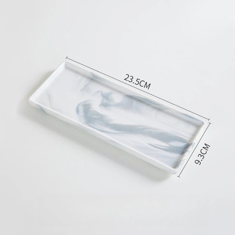 Marble Pattern Rectangular Bathroom Vanity Tray