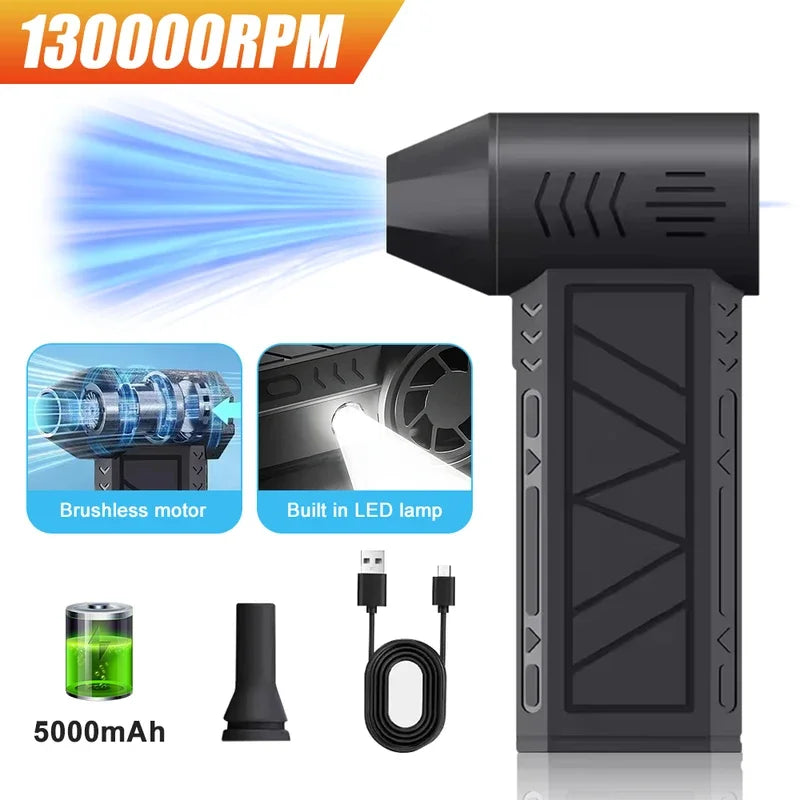 Cordless 3-Speed Electric Air Blower with LED Light & Brushless Motor