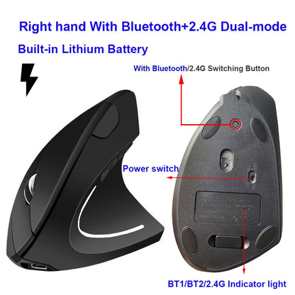 Vertical Bluetooth & 2.4G Ergonomic Computer Mouse