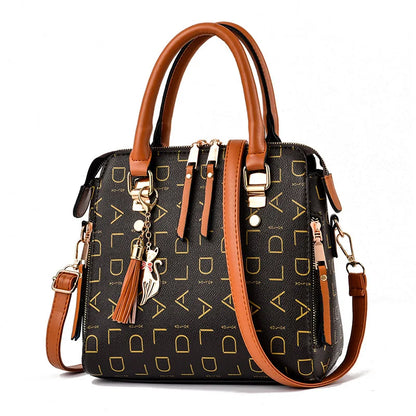 Large PU Leather Monogram Tote Handbag