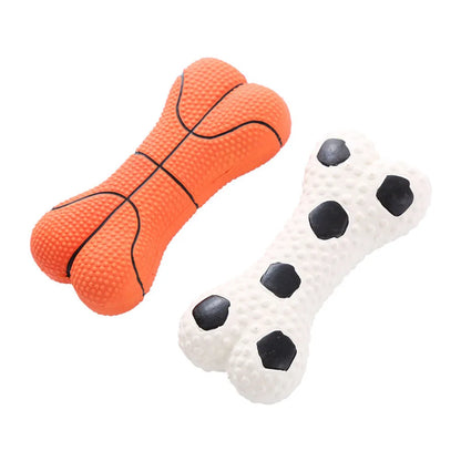 Dog Toy Set with Squeaky Bone & Basketball