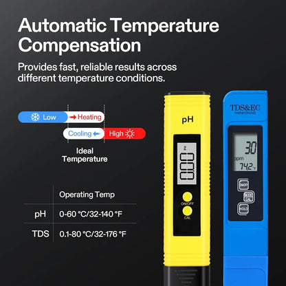 Digital pH & 3-in-1 TDS/EC Temperature Meter Kit