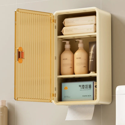 Wall-Mounted Waterproof Tissue Holder & Bathroom Storage Shelf