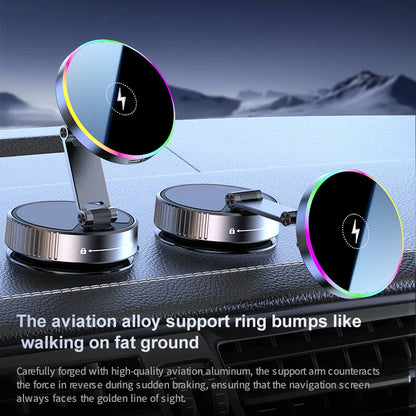 15W Wireless Car Charger Phone Holder with RGB Light