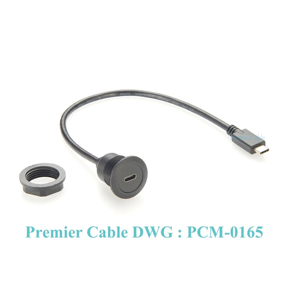 USB 3.1 Type-C Panel Mount Extension Cable – 10Gbps