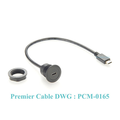 USB 3.1 Type-C Panel Mount Extension Cable – 10Gbps