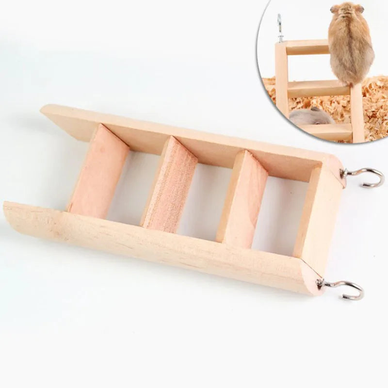 Natural Wooden Hamster Ladder Climbing Toy