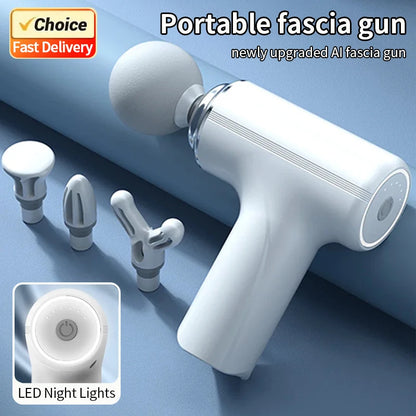 Portable AI Fascia Massage Gun with 4 Massage Heads