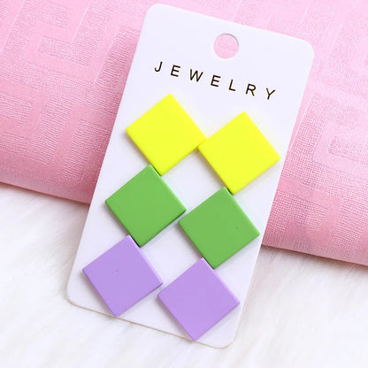 Acrylic Round Square Hexagonal Heart Stud Earrings