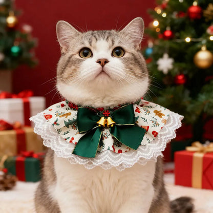 Christmas Adjustable Pet Lace Bandana Collar