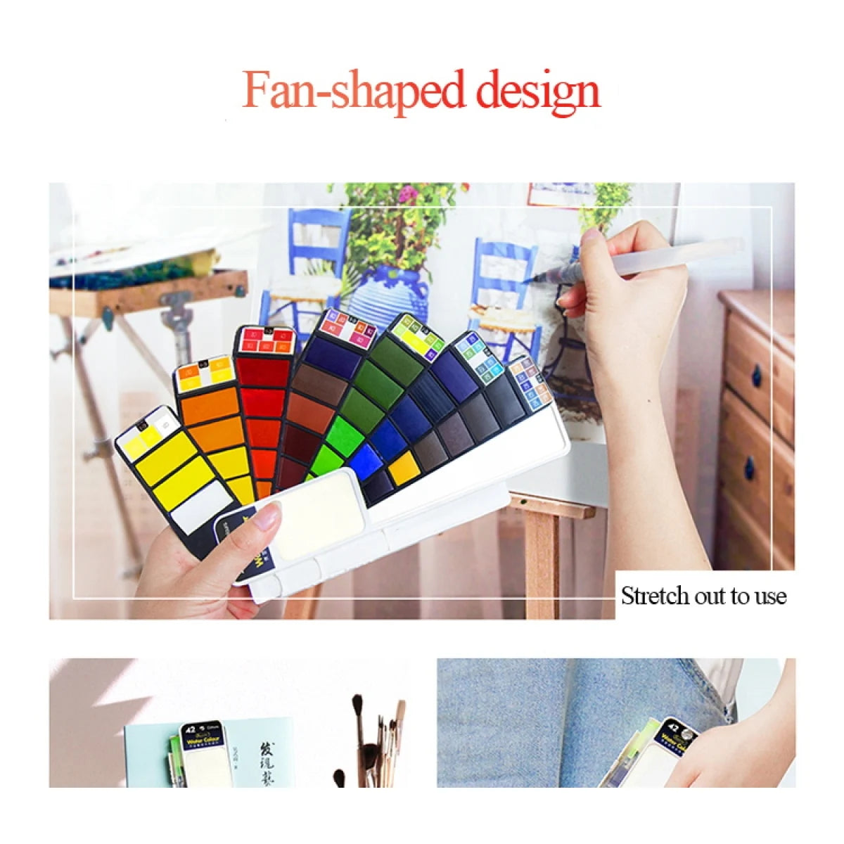 Portable Watercolour Paint Set with Folding Palette