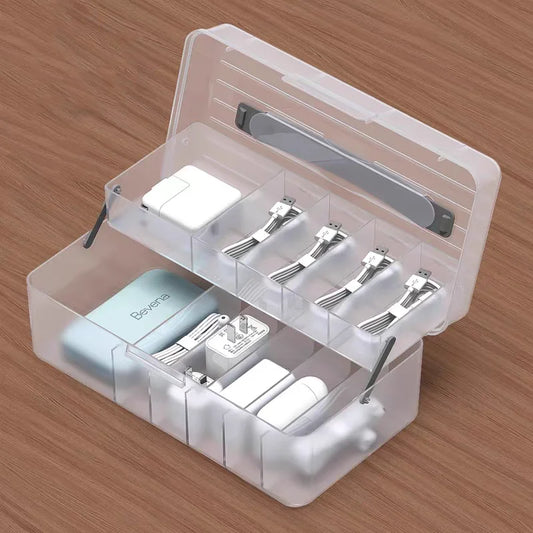 Cable Management USB Cord Organizer Box with Compartments
