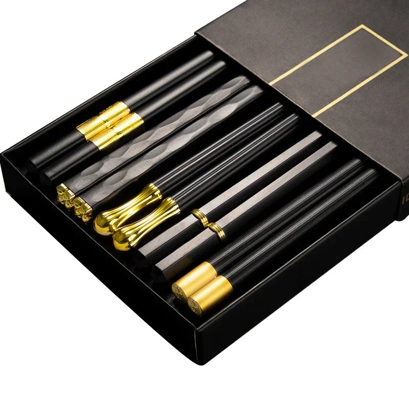 5 Pairs Stainless Steel Non-Slip Chopsticks Set