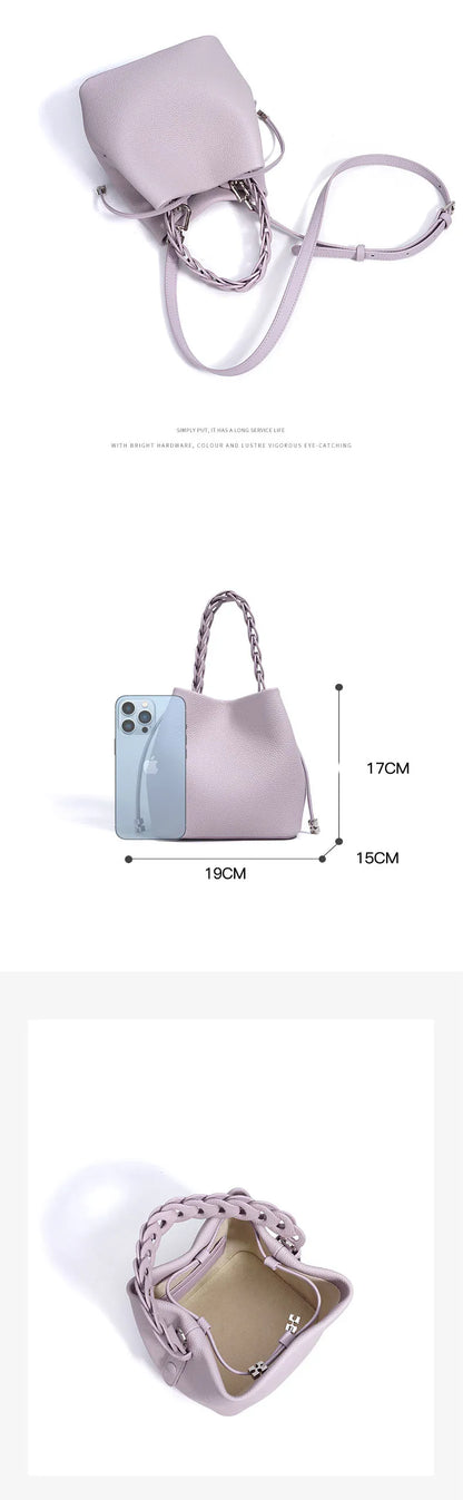Genuine Leather Bucket Shoulder Bag
