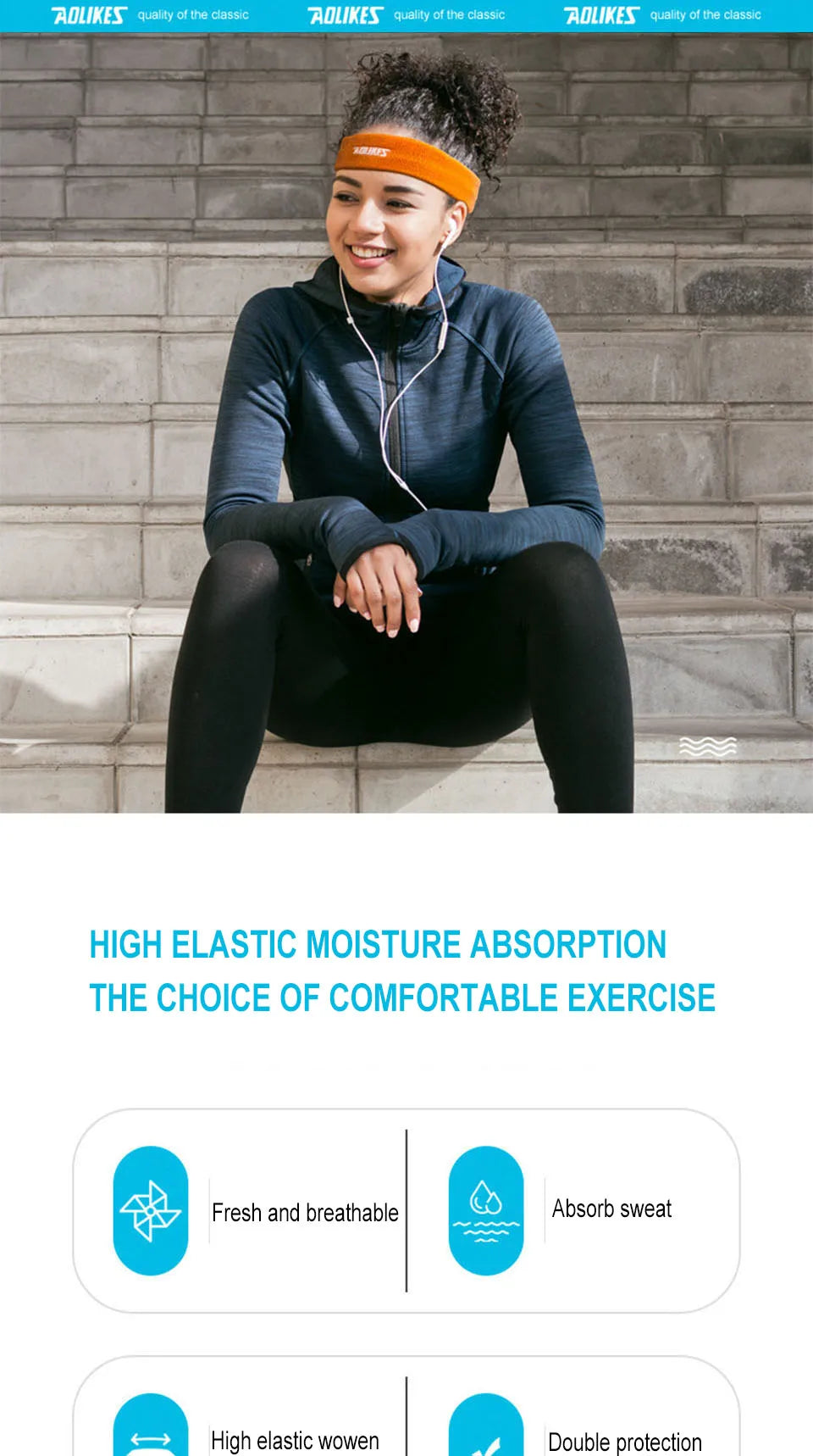 AOLIKES Cotton Sports Sweat Headband