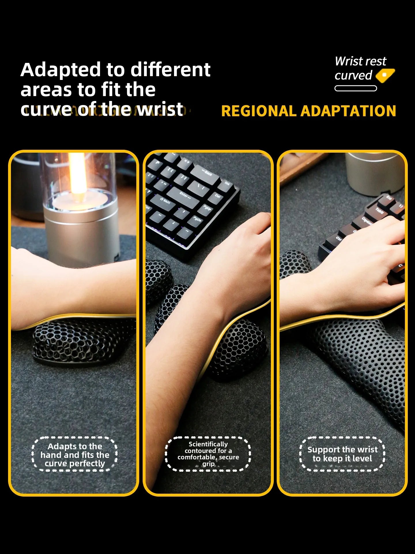 Ergonomic Mouse Wrist Rest TPE Hand Rest Pressure-Reducing Breathable Wrist Support Pad for Gaming Office Typing Pain Relief