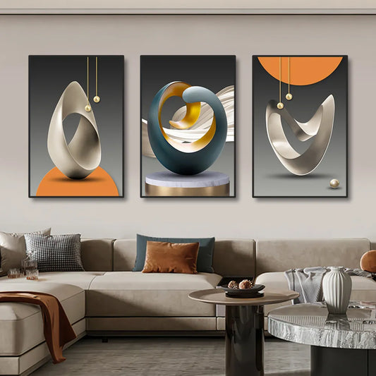 3Pcs Modern Geometric Wall Art Canvas Artwork Painting