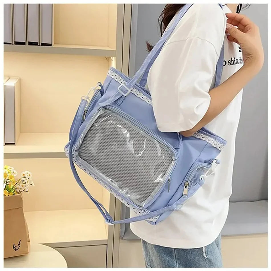 Large Canvas Ita Crossbody Tote Bag