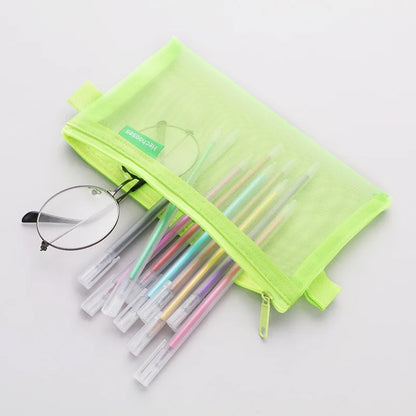 Large Capacity Transparent Mesh Pencil Case
