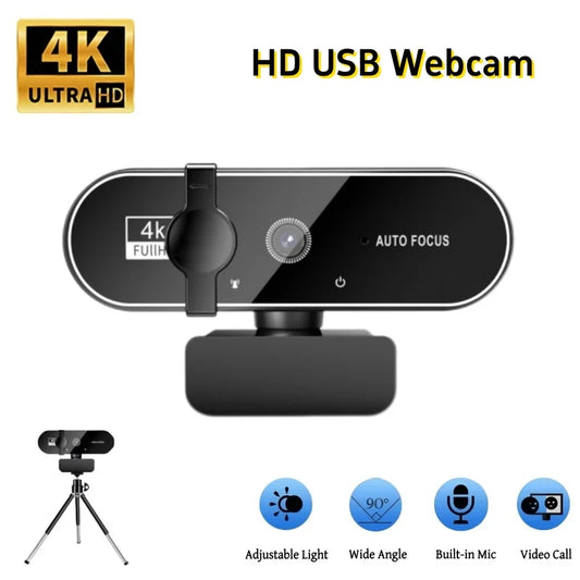 4K Autofocus USB Webcam with Microphone for PC