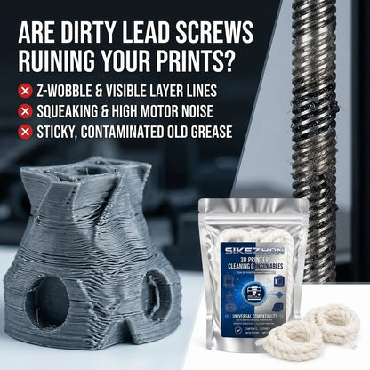 2-Piece 3D Printer Z-Axis Lead Screw Cleaning Rope Set