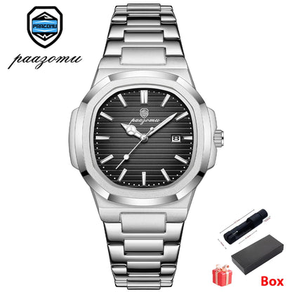 Men's Stainless Steel Quartz Watch with Date & Luminous Display