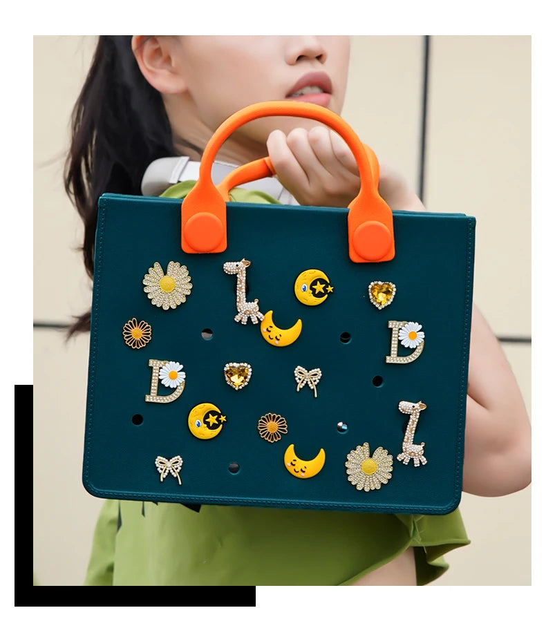 Waterproof EVA Tote Bag with Charm Holes