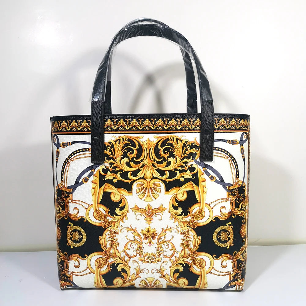 Italian-Inspired Printed PU Leather Tote Bag