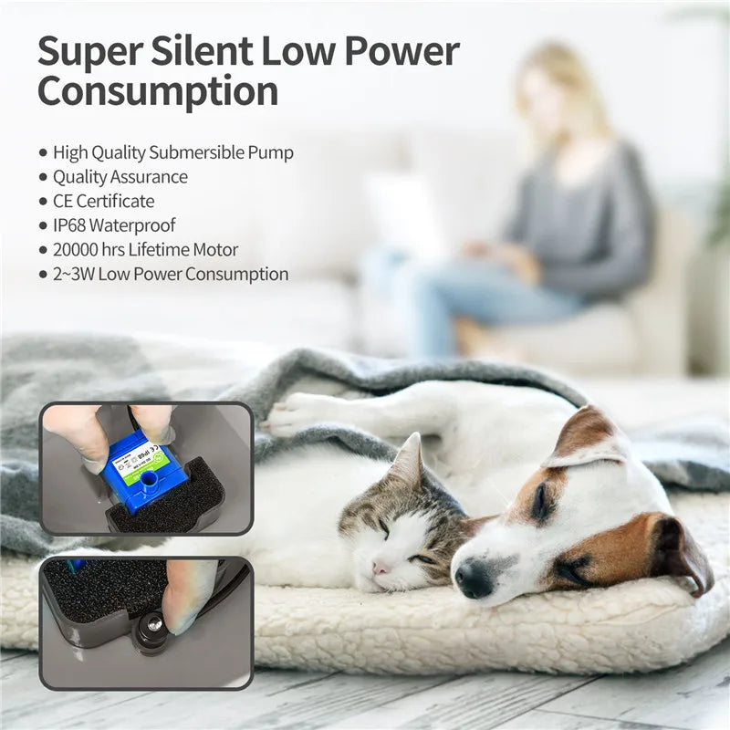 USB Pet Drinking Fountain with LED Water Level Display